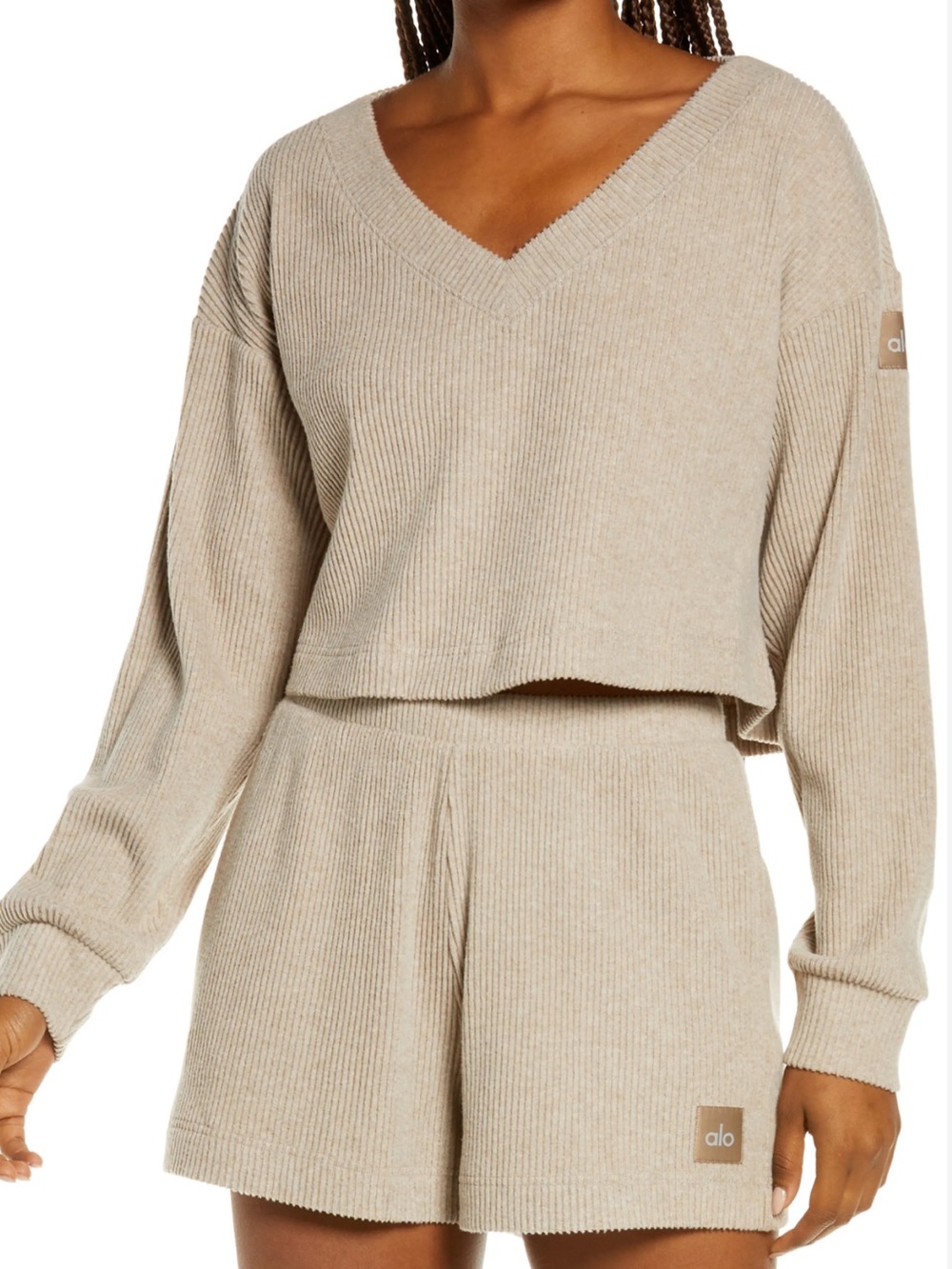 Alo Yoga Muse Ribbed V-Neck Pullover